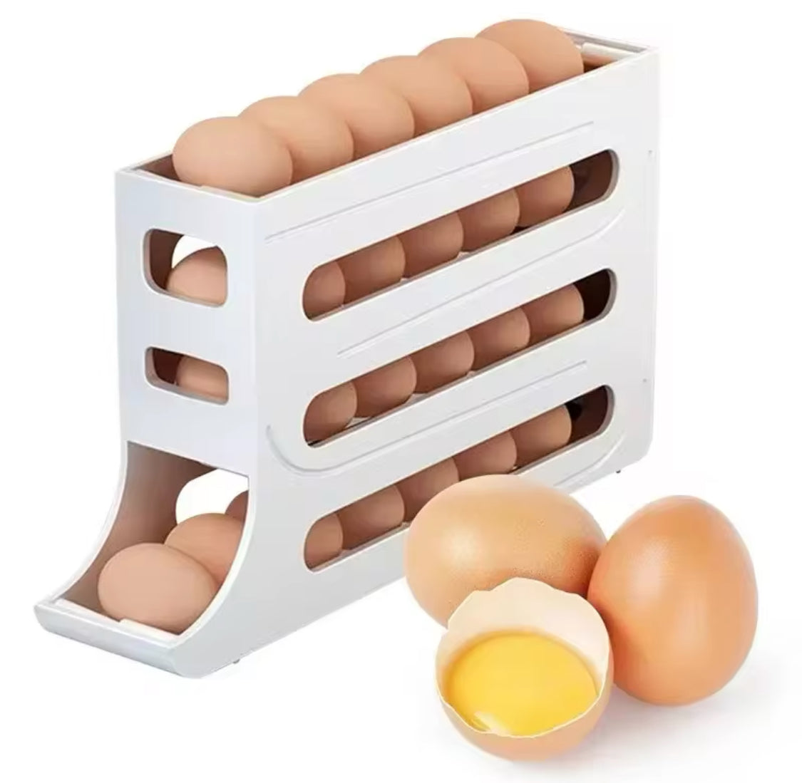 Automatic Rolling Egg Storage Box, Four Tier Egg Roller Rack, Refrigerator Egg Dispenser, Egg Basket Container Automatic Rolling Egg Storage Box, Four Tier Egg Roller Rack, Refrigerator Egg Dispenser, Egg Basket Container
